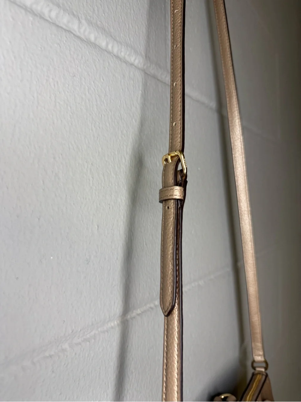 Coach Pebble Leather Small Kelsey Satchel in Metallic Beige w/ Detachable Strap